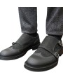 Mocassins double boucle bi matière noir suède cuir gravé Ungaro homme 30215 A boutique shop mode Strasbourg vêtement
