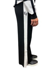 Pantalon jog maille noir bande blanche Elisabetta Franchi Femme KP69S EF3 Fashion Mode Vêtements Strasbourg
