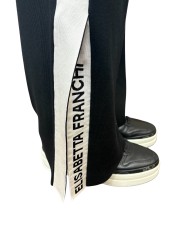 Pantalon jog maille noir bande blanche Elisabetta Franchi Femme KP69S EF3 Fashion Mode Vêtements Strasbourg
