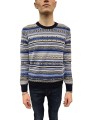 Pull jacquard bleu écru col rond Jacob Cohen homme XA003 FL 0583A boutique shop online mode Strasbourg vêtement