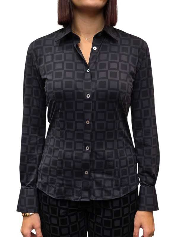 CHEMISE NOIR CARREAUX NOIR ROBERTO RICCI DESIGNS FEMME 25815 10 STRASBOURG MODE BOUTIQUE 