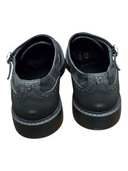 Mocassins double boucle bi matière noir suède cuir gravé Ungaro homme 30215 A boutique shop mode Strasbourg vêtement