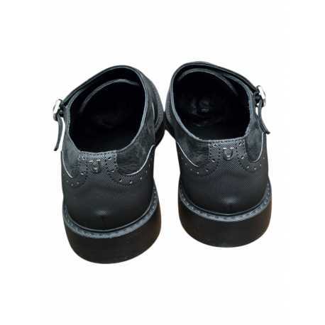 Mocassins double boucle bi matière noir suède cuir gravé Ungaro homme 30215 A boutique shop mode Strasbourg vêtement