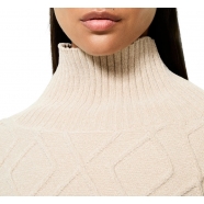 Pull col montant large losanges sable RRD Roberto Ricci Designs Femme 25636 32 Fashion Mode Strasbourg Vêtements