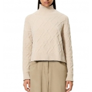 Pull col montant large losanges sable RRD Roberto Ricci Designs Femme 25636 32 Fashion Mode Strasbourg Vêtements