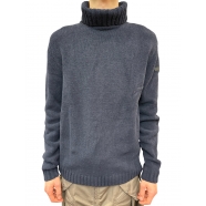 Pull col roulé chenille épais blue black RRD Roberto Ricci Designs Homme 25161 60 Strasbourg fashion mode concept