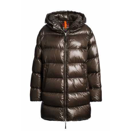 Doudoune Ivonne laquée long médium capuche Earth Brown Parajumpers Femme PWPULP33 0109 Fashion Mode Strasbourg Boutique Online
