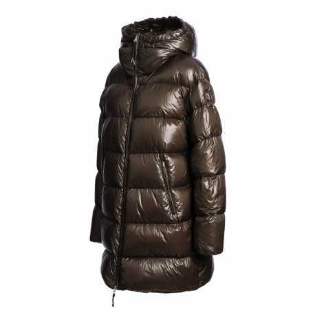 Doudoune Ivonne laquée long médium capuche Earth Brown Parajumpers Femme PWPULP33 0109 Fashion Mode Strasbourg Boutique Online