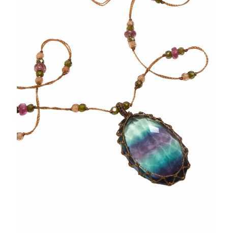 Collier Tibétain Stib Fluorite Rainbow 53-TIB4-RFLUO Sharing