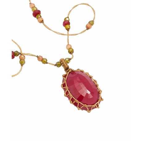 Collier Tibétain Stib Rubelite Pink 53-TIB1-RUBEL Sharing Boutique Strasbourg Jewelery online 