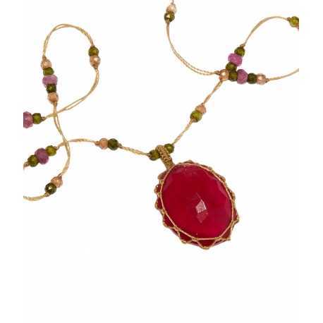 Collier Tibétain Stib Rubelite rouge 53-TIB1-RRUBEL Sharing Boutique Strasbourg Jewelery online 
