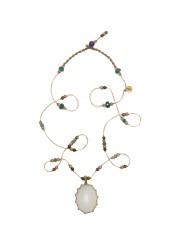 Collier long Tibétain Stib Pierre de Lune 77-TIB2-MOON STONE Sharing Bijoux Boutique Strasbourg Jewelery online 
