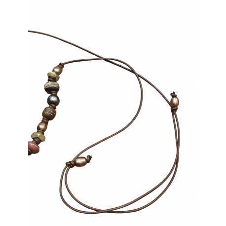 Collier Shaman SH119 perles Shaman Tahiti & antiques cuivre Catherine Michiels .SH119 Fashion Jewelry Strasbourg