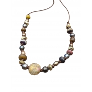 Collier Shaman SH119 perles Shaman Tahiti & antiques cuivre Catherine Michiels .SH119 Fashion Jewelry Strasbourg