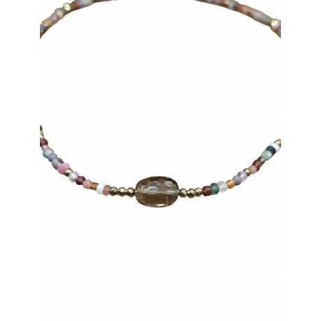 Collier Lottie multi-perles fines et 1 Quartz fumé facetté Catherine Michiels FW2516 Jewelry GoodVibes Strasbourg