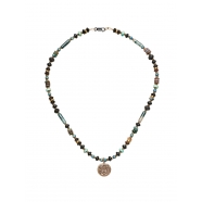 COLLIER AMAZING LIFE FW2510 CHARM CUIVRE PERLES NOIR TURQUOISE CATHERINE MICHIELs Strasbourg boutique bijoux jewelery