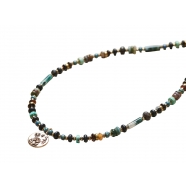 COLLIER AMAZING LIFE FW2510 CHARM CUIVRE PERLES NOIR TURQUOISE CATHERINE MICHIELs Strasbourg boutique bijoux jewelery
