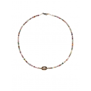 Collier Lottie multi-perles fines et 1 Quartz fumé facetté Catherine Michiels FW2516 Jewelry GoodVibes Strasbourg