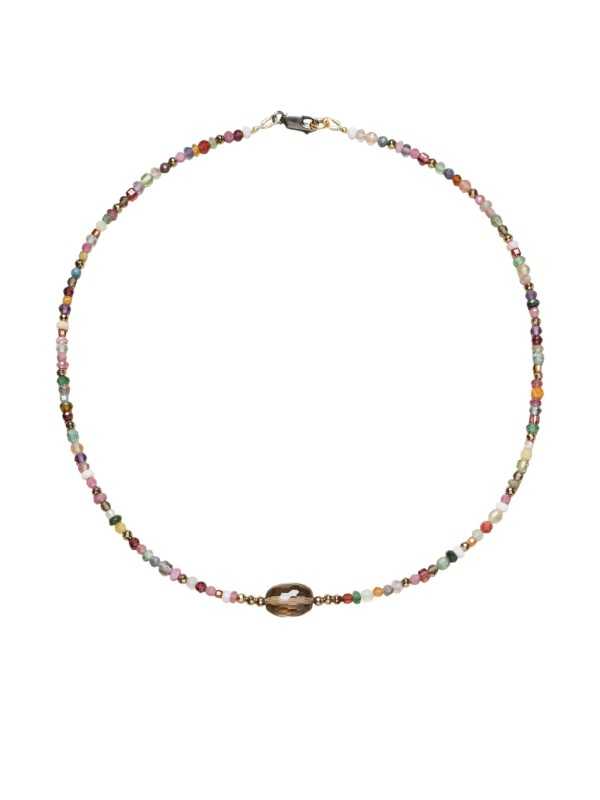 Collier Lottie multi-perles fines et 1 Quartz fumé facetté Catherine Michiels FW2516 Jewelry GoodVibes Strasbourg
