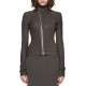 BLOUSON CUIR GARY JKT DARK DUST BRUN ZIP BIAIS RICK OWENS FEMME RP02E4701 LSV 78 Fashion Mode Strasbourg Avant-garde