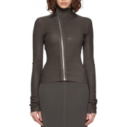 BLOUSON CUIR GARY JKT DARK DUST BRUN ZIP BIAIS RICK OWENS FEMME RP02E4701 LSV 78 Fashion Mode Strasbourg Avant-garde