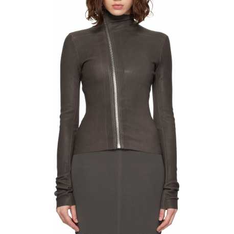 BLOUSON CUIR GARY JKT DARK DUST BRUN ZIP BIAIS RICK OWENS FEMME RP02E4701 LSV 78 Fashion Mode Strasbourg Avant-garde