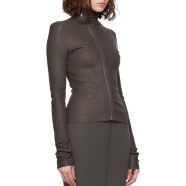 BLOUSON CUIR GARY JKT DARK DUST BRUN ZIP BIAIS RICK OWENS FEMME RP02E4701 LSV 78 Fashion Mode Strasbourg Avant-garde
