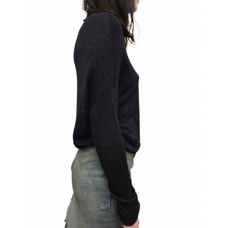 PULL CRATER KNIT NOIR CACHEMIRE MANCHES LONGUES RICK OWENS FEMME RP02E 4629 WS 09 Fashion Mode Strasbourg Avant-garde