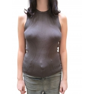 DEBARDEUR MAILLE RIB VISCOSE BRUN DARK DUST RICK OWENS FEMME RP02E 4635 RIBVI 78 Fashion Mode Designer Strasbourg