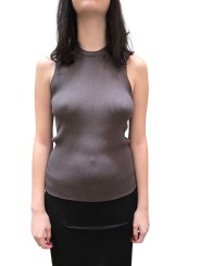 DEBARDEUR MAILLE RIB VISCOSE BRUN DARK DUST RICK OWENS FEMME RP02E 4635 RIBVI 78 Fashion Mode Designer Strasbourg