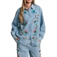 Chemise denim bleue fleurs pailletées multicolores ICKSONVILL ESSENTIEL ANTWERP Strasbourg fashion mode concept store