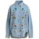 Chemise denim bleue fleurs pailletées multicolores ICKSONVILL ESSENTIEL ANTWERP Strasbourg fashion mode concept store