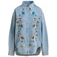 Chemise denim bleue fleurs pailletées multicolores ICKSONVILL ESSENTIEL ANTWERP Strasbourg fashion mode concept store