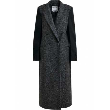 Manteau croisé gris et noir IVONA-I1BL manches contrastées Essentiel Antwerp Strasbourg fashion mode concept store 