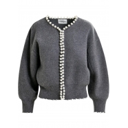 Cardigan Ideas SH35 gris perles bords effilochés Essentiel Antwerp femme Strasbourg fashion mode concept store 