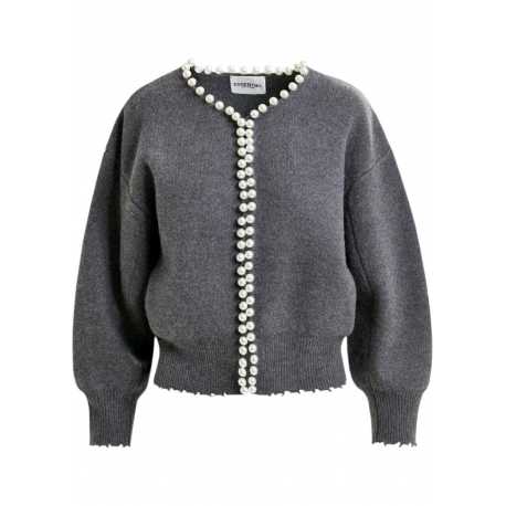 Cardigan Ideas SH35 gris perles bords effilochés Essentiel Antwerp femme Strasbourg fashion mode concept store 