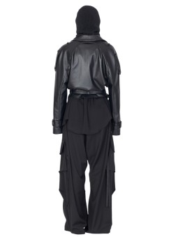 Blouson cuir noir oversize ceinture Isabel Benenato femme DL03F25 O1 boutique Strasbourg vêtement fashion mode dos