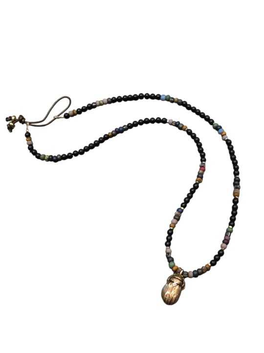 COLLIER MAX A KYOTO BRONZE SAPHIR BLANC AGATES NOIRES CERAMIQUES RONDELLES BRONZE Bijoux Catherine Michiels Boutique Strasbourg