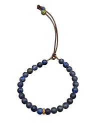 BRACELET EN LAPIS MAT 6MM RONDELLE ARGENT DORE 6 DIAMANTS LE MATTE LAPIS CATHERINE MICHIELS boutique jewelery Strasbourg