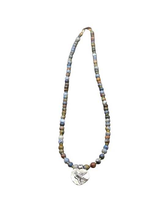 COLLIER LE FREE FROM FEAR ARGENT PIERRES SODALITE CATHERINE MICHIELS bijoux boutique Strasbourg online medecin jewelery complet