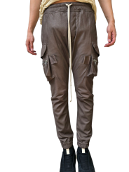 PANTALON BIKER CUIR BLISTER DUST MASTODON CARGO RICK OWENS HOMME RU01F 2396 LBF 34 DESIGNER AVANT-GARDE STRASBOURG face bis