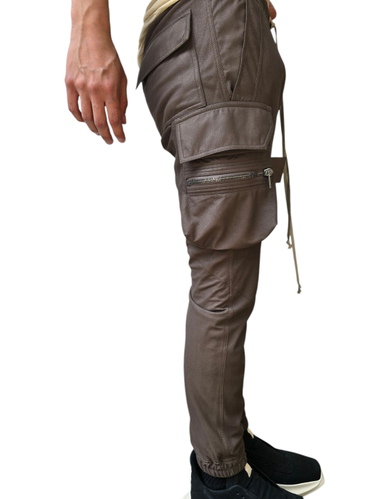 PANTALON BIKER CUIR BLISTER DUST MASTODON CARGO RICK OWENS HOMME RU01F 2396 LBF 34 DESIGNER AVANT-GARDE STRASBOURG profil