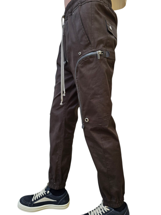 PANTALON GRANDES POCHES ZIPPEES DARK DUST COTON BAUHAUS CARGO RICK OWENS HOMME RU01F 2377 TE 78 DESIGNER STRASBOURG profil