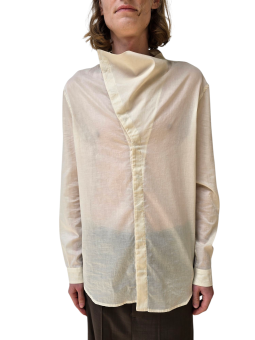 CHEMISE VOILE DE COTON COL BIAIS MONTANT CREME BUTTER ISLAND SHIRT RICK OWENS HOMME RU01F 229 FASHION DESIGNER STRASBOURG face