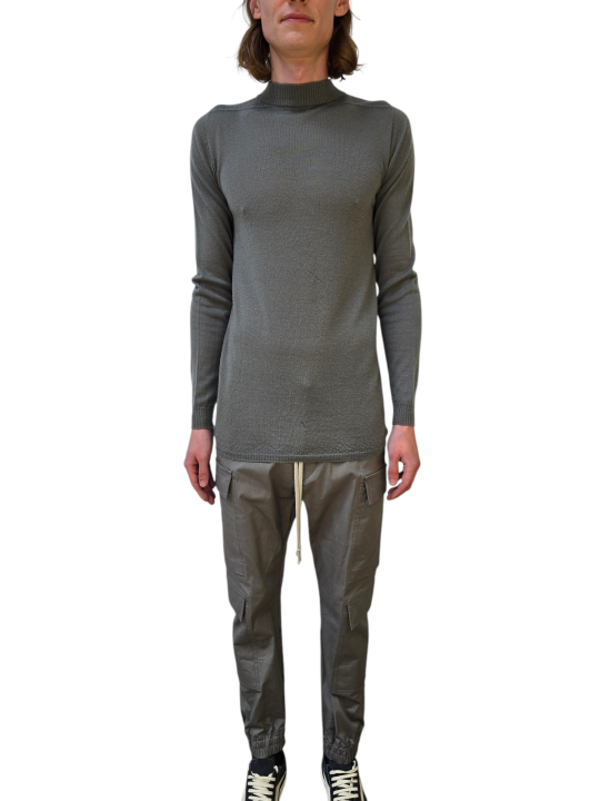 PULL MERINOS EUCALYPTUS COL MONTANT LEVEL LUPETTO RICK OWENS HOMME RU01F 2625 M 35 DESIGNER AVANT-GARDE STRASBOURG face