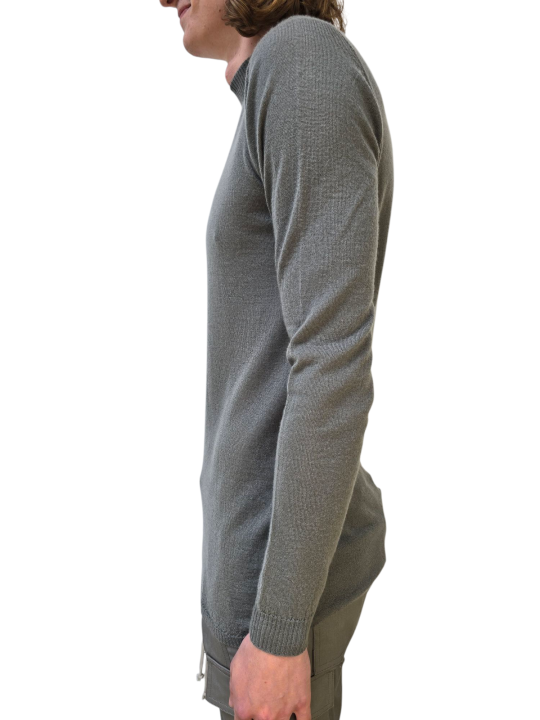 PULL MERINOS EUCALYPTUS COL MONTANT LEVEL LUPETTO RICK OWENS HOMME RU01F 2625 M 35 DESIGNER AVANT-GARDE STRASBOURG Profil