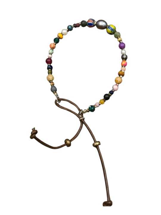 BRACELET ZAZA B ZAZOU PERLES VINTAGE JAPO AFRO EAU DOUCE HEMATITE PIERRES FW2527 bijoux Catherine Michiels jewelery boutique liv