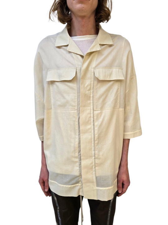 CHEMISE OVERSIZE VOILE DE COTON MANCHES 34 CREME BUTTER MAGNUM TOMMY RICK OWENS HOMME RU01F 2298 Fashion Strasbourg face
