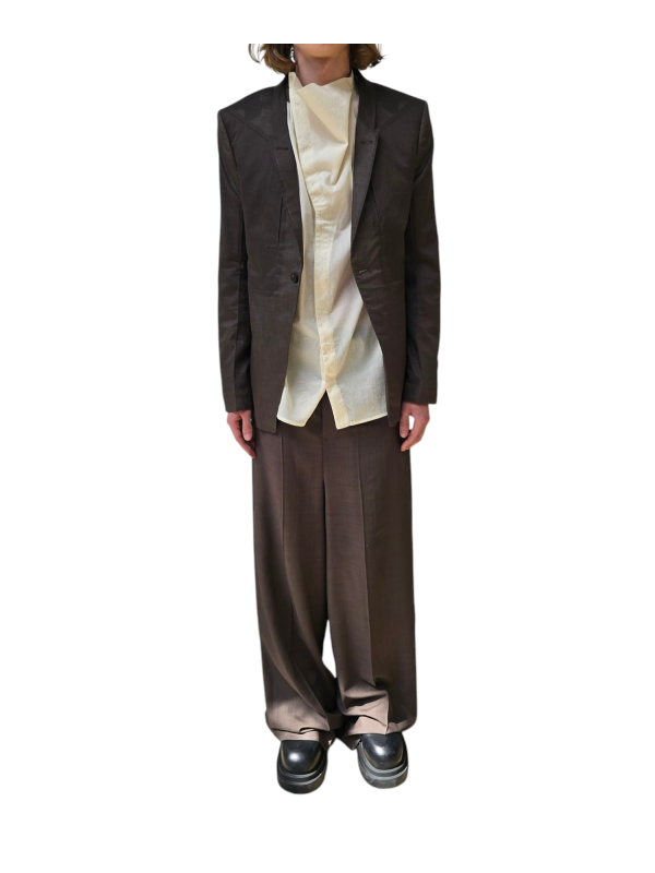 PANTALON COSTUME VOILE DE COTON LARGE DARK DUST TAYLOR WIDE BELAS RICK OWENS HOMME RU01F 2354 CV FASHION STRASBOURG face