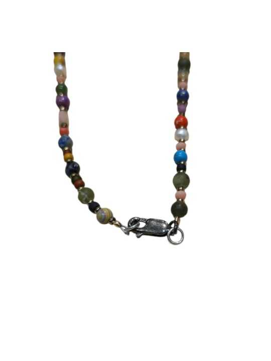 COLLIER ZAZA COURT PERLES VINTAGE JAPO AFRO EAU DOUCE HEMATITE PIERRES FW2527 CATHERINE MICHIELS boutique Strasbourg jewelery e